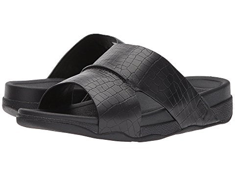 FitFlop Bando Leather Croc Slide